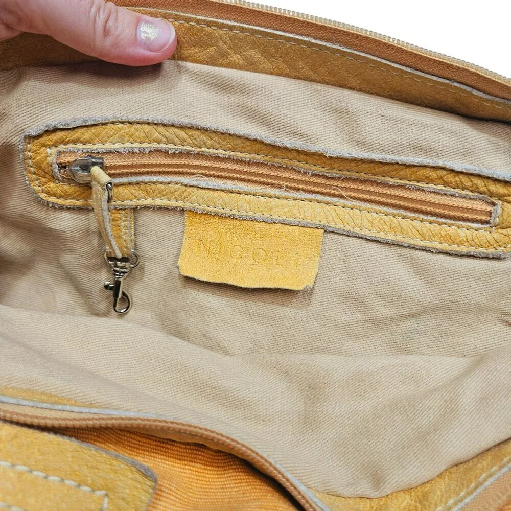 Nicoli Sunflower Yellow Canvas & Leather Tote Bag Dual‎ Handles Adjustable Strap